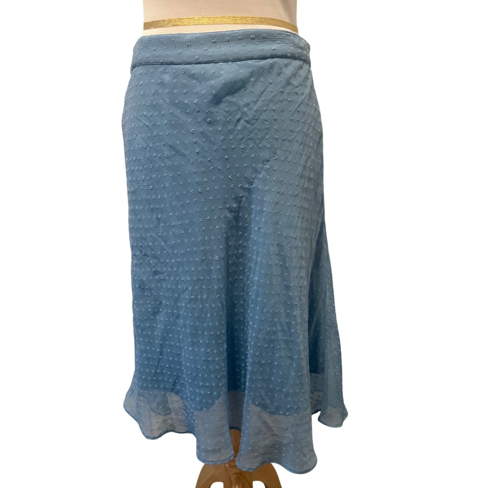 NEW DIRECTION Women's Blue Swiss Dot Midi Skirt Elastic Waist Size L